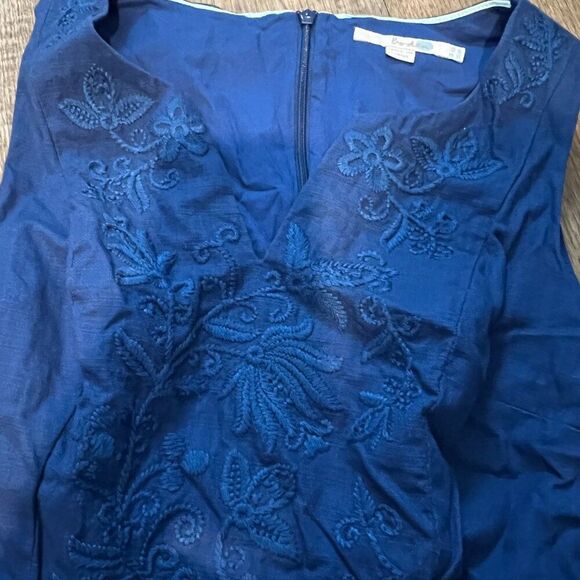 Boden Cobalt Blue Sleeveless Embroidered Sheath Dress Lined Knee-Length Size 6 - Picture 11 of 11